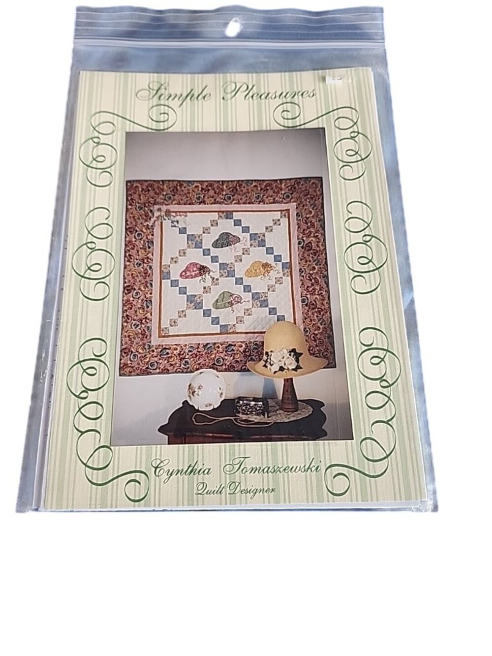 SIMPLE PLEASURES QUILT PATTERN ~ SPRING FANCY ~ HATS ~ WALL HANGING ~ 37" x 37"